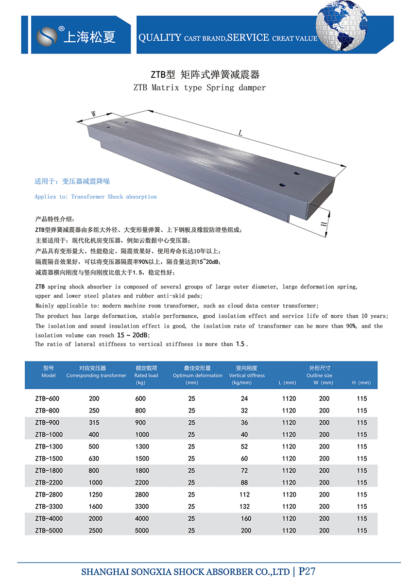 矩陣式<a href='http://www.zhangbolun.cn' target='_blank'><u>彈簧減震器</u></a>-變壓器專用